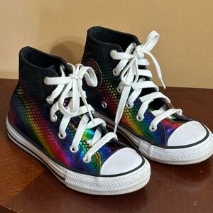 Converse Rainbow Dot Black Youth Sneaker Kids Size 12